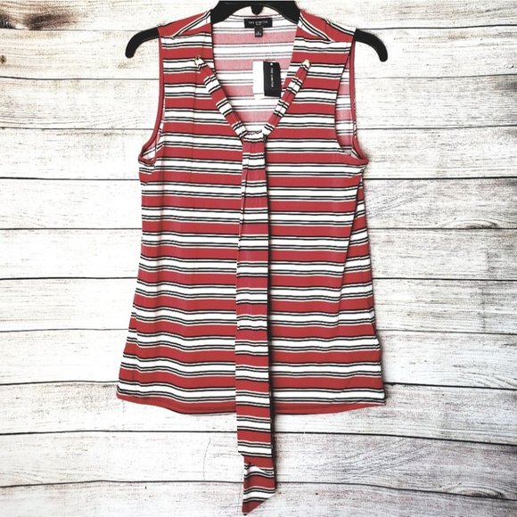 The Limited Tops - NEW STRIPPED TIE-NECK SLEEVELESS BLOUSE